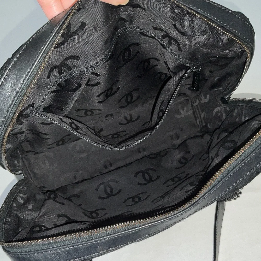 CHANEL Vintage Jersey Square Quilt Shoulder Tote Black - Picture 8 of 15